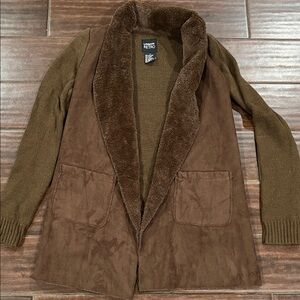 Brown Faux Fur Women's Cardigan